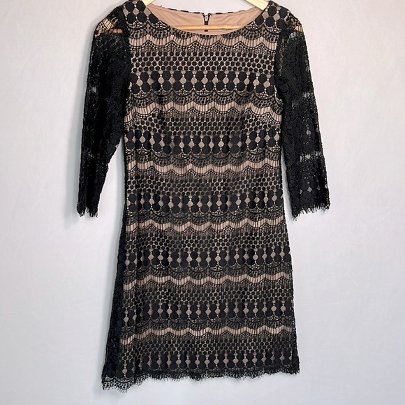 Eliza J Dresses & Skirts - Eliza J Black Crochet Overlay Sheath Dress size 4